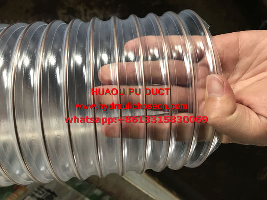 Chine tuyau en spirale de fil d'acier en PU flexible / tuyau de conduit d'air / tuyau de poussière en plastique flexible fournisseur